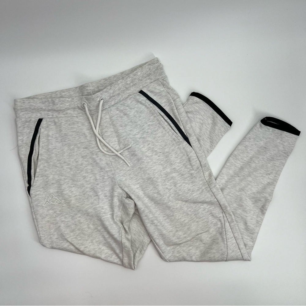 Kappa Sweatpants Grey Size Large Tapered Leg Pockets Streetwear